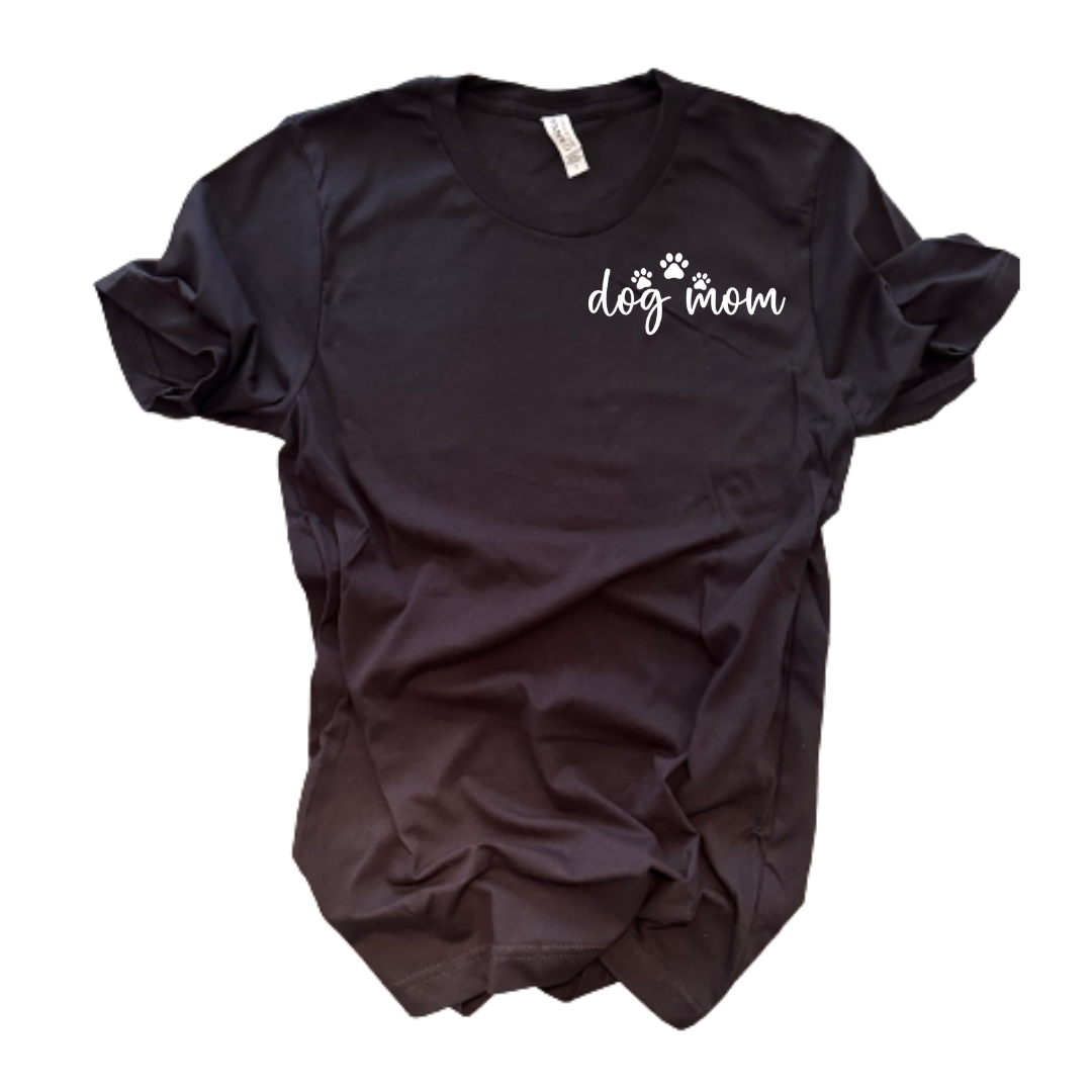 "Dog Mom" T-Shirt (Black/Chest Print)